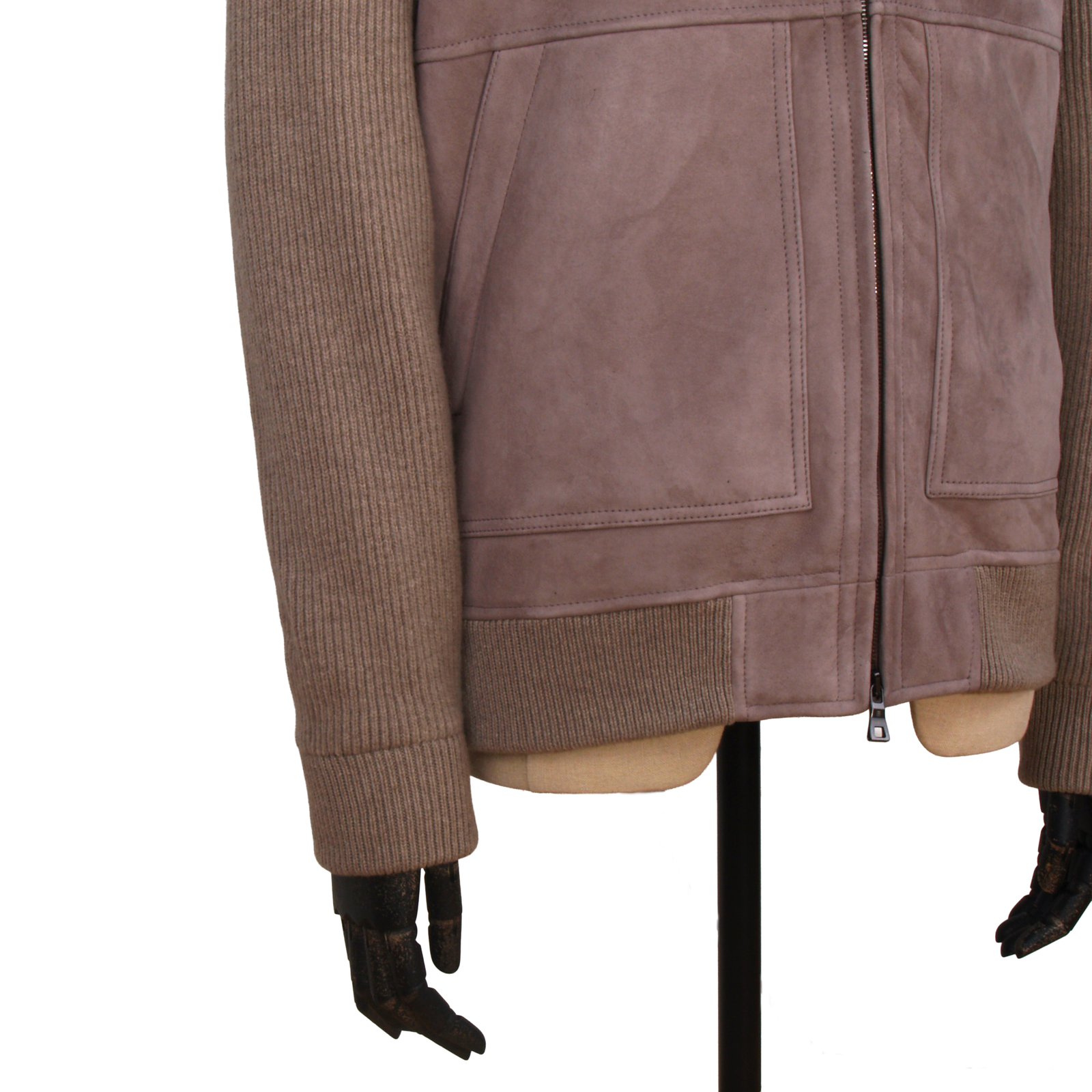 Fioroni Shearling Bomberjacke mit Strickeinsätzen