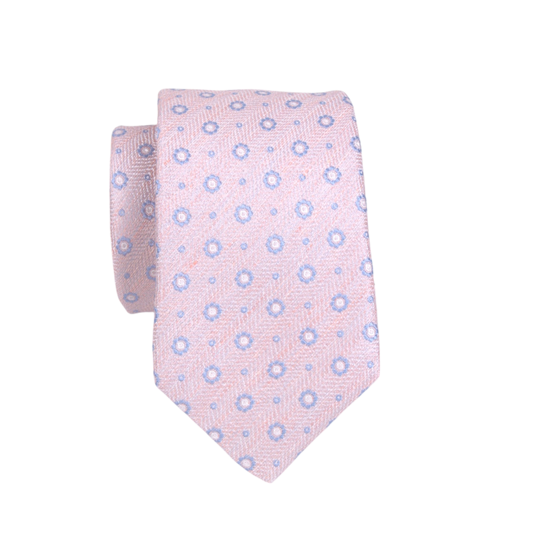 Luigi Borrelli Krawatte in pastell rosa mit hellblauem Blumen Muster