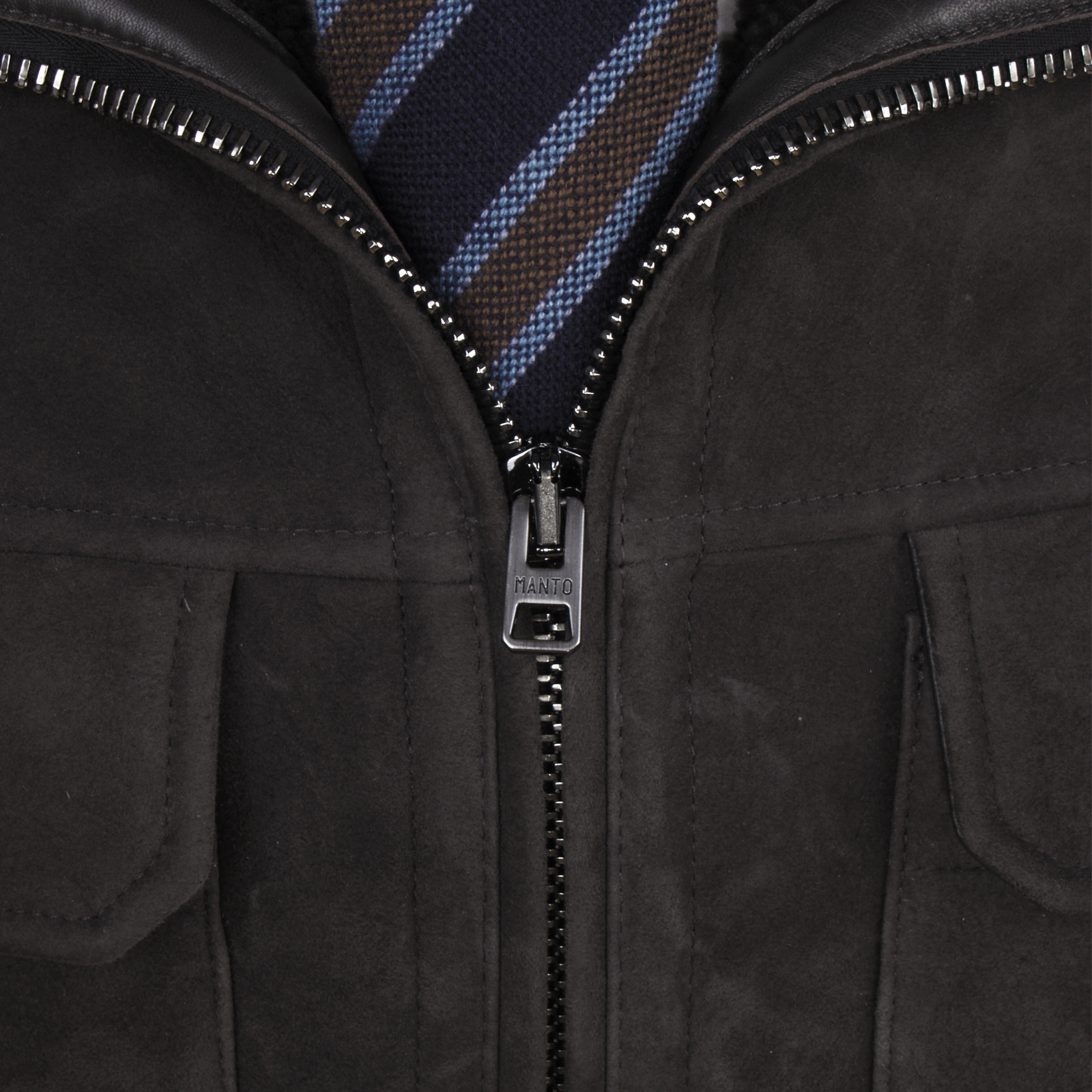 Manto shearling leather jacket in gray-green