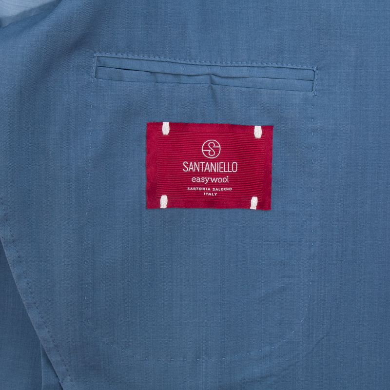 Santaniello linen suit in steel blue
