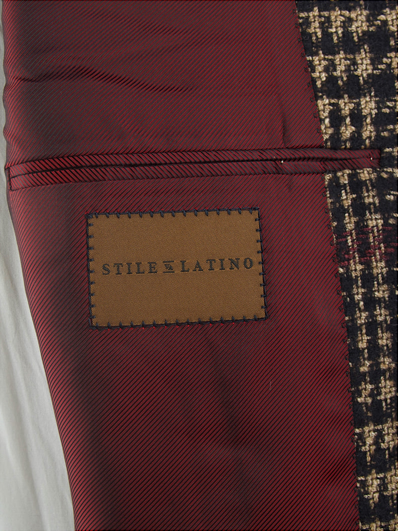 Stile Latino Alpaka Wolle Braun Rot Schwarzes Sakko