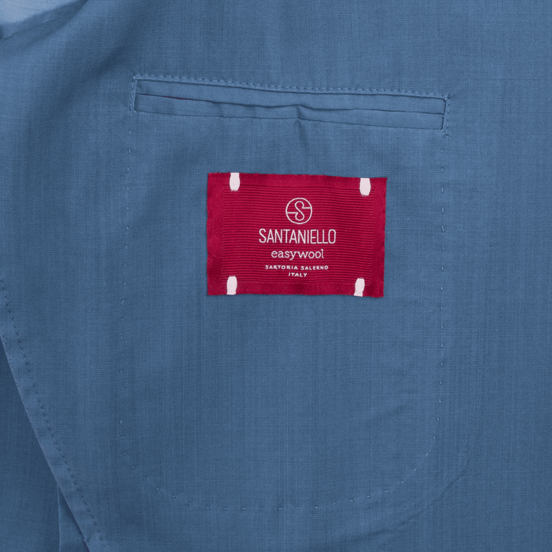 Santaniello linen suit in steel blue