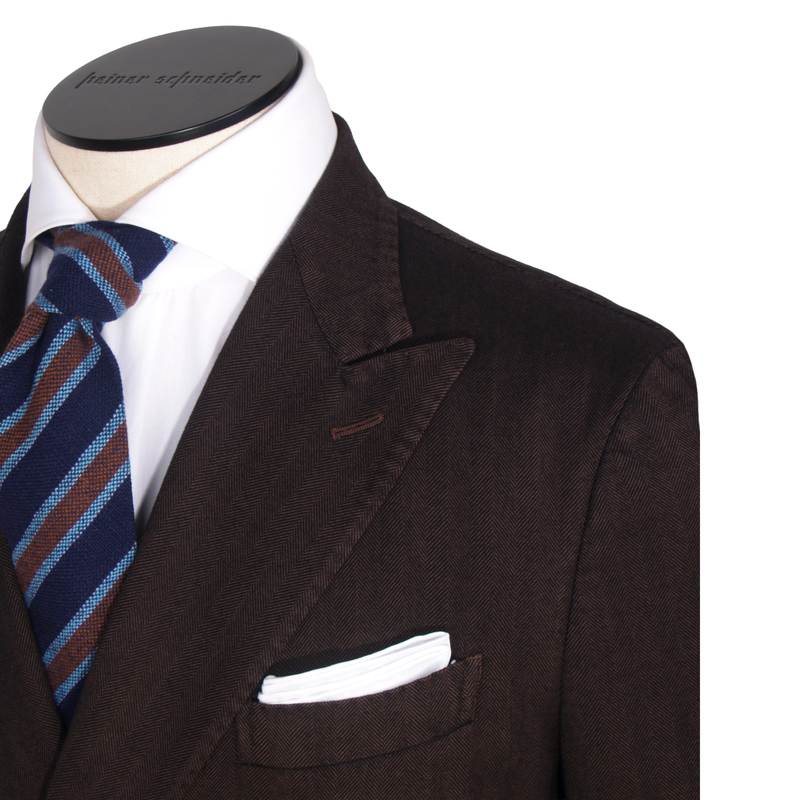 Santaniello double-breasted lightly striped cotton jacket in brown