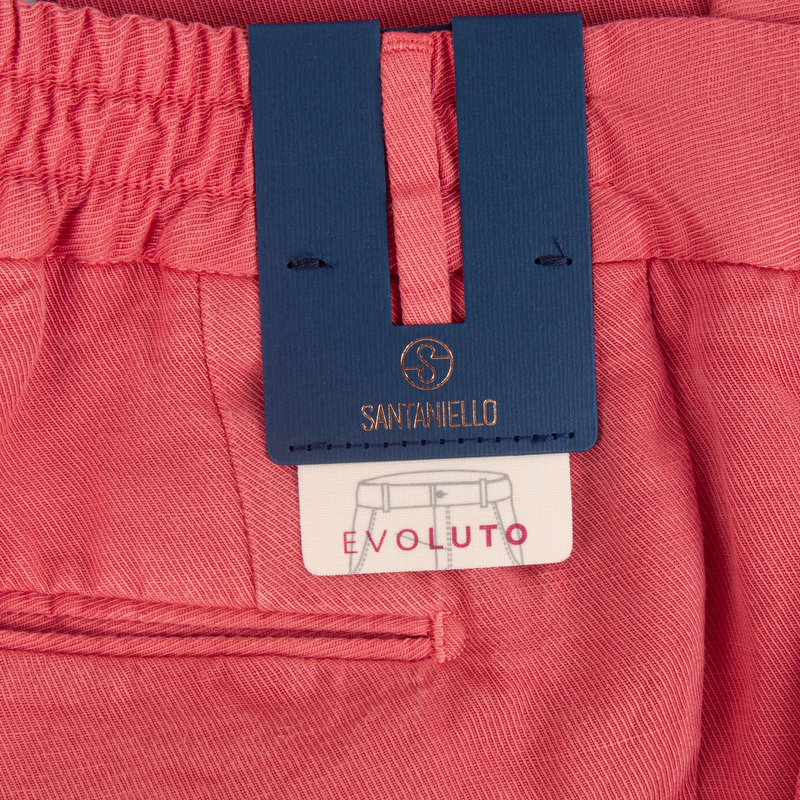 Santaniello Evoluto summer trousers in a vibrant coral shade