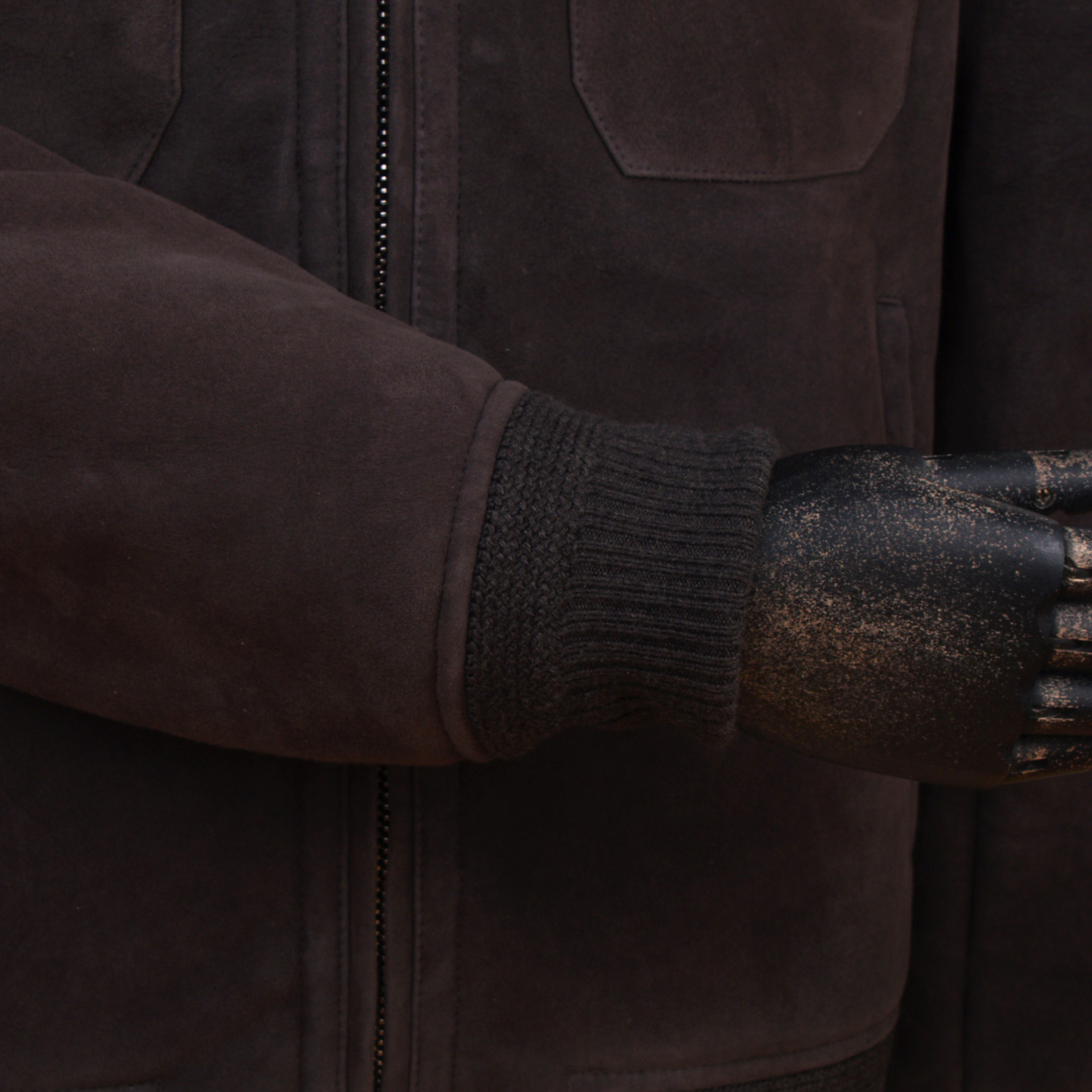 Manto Shearling Lederjacke in Grau