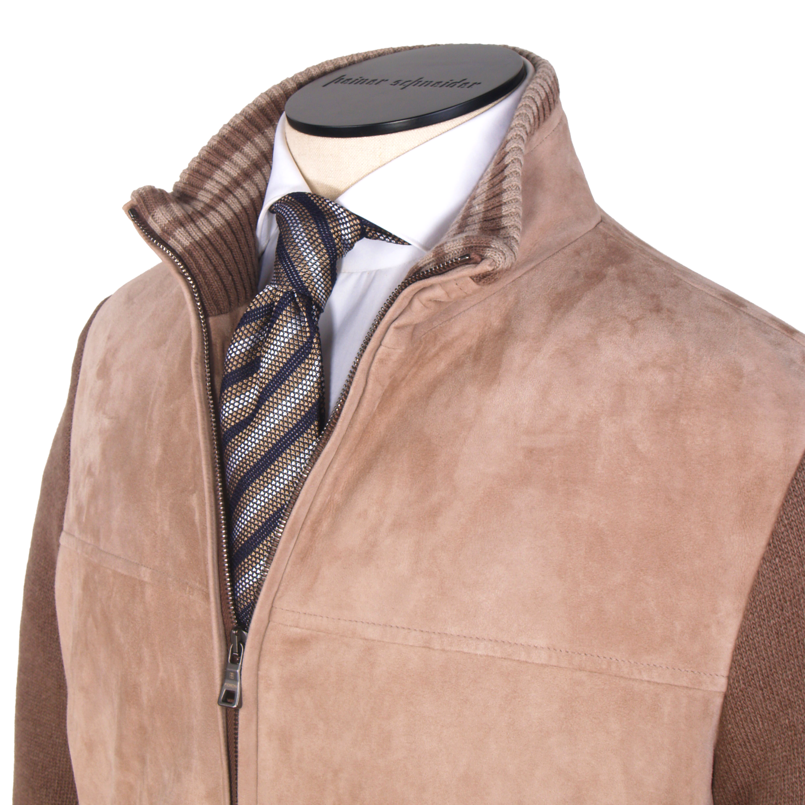 Fioroni Schurwolle Bomberjacke mit Wildleder