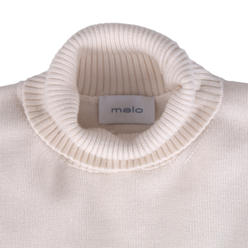 Malo Schurwolle Rollkragenpullover in Cremefarbe