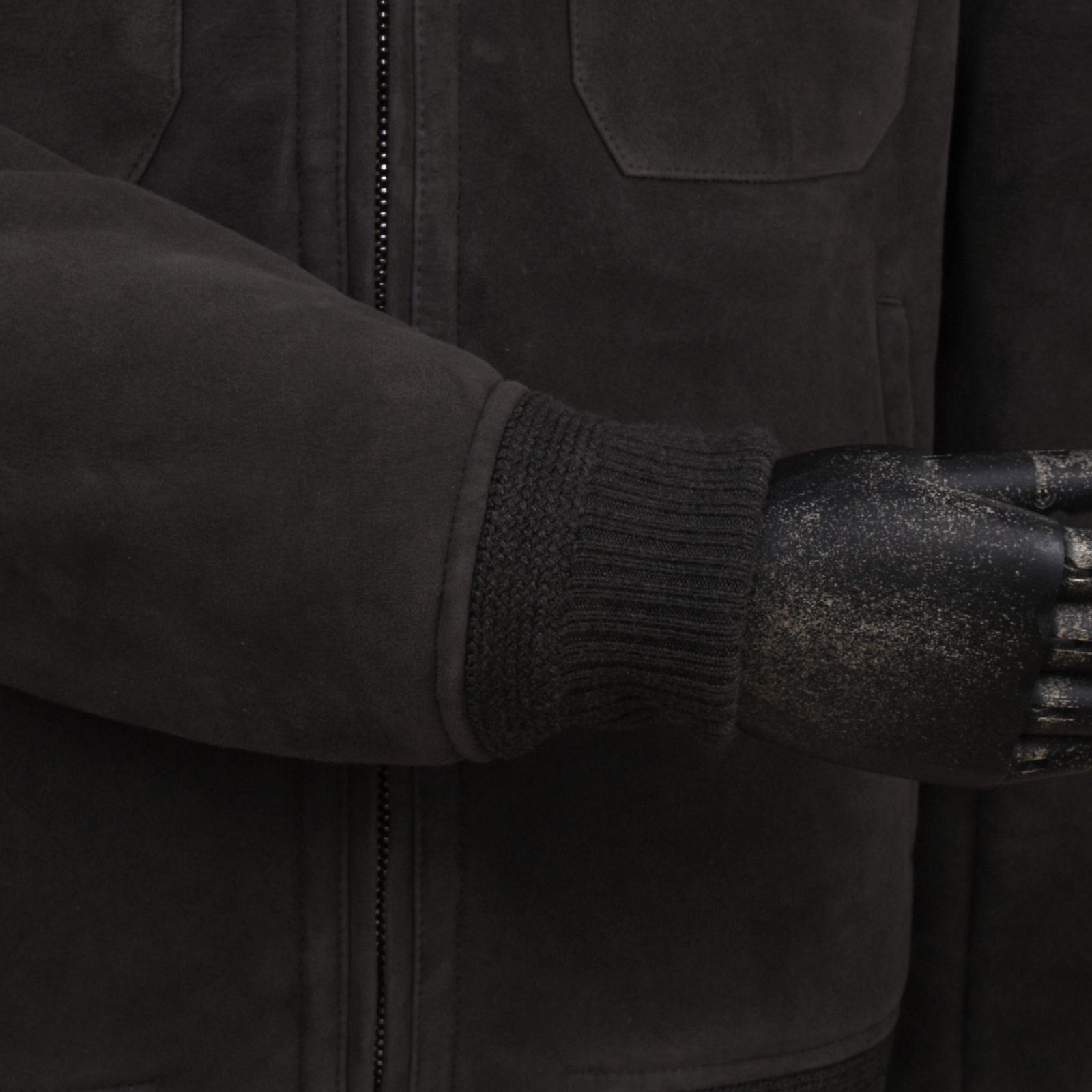 Manto shearling leather jacket in gray-green