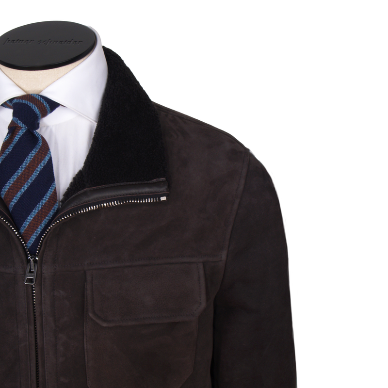 Manto Shearling Lederjacke in Grau