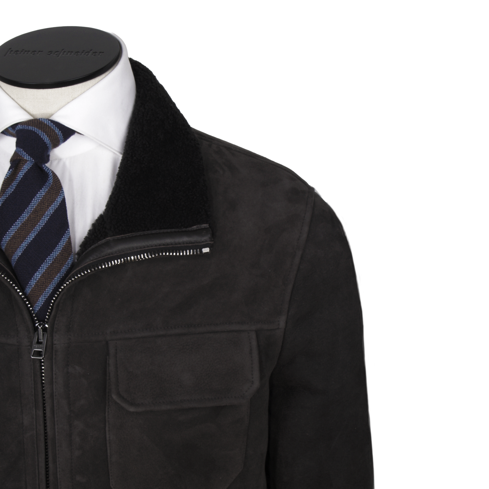 Manto shearling leather jacket in gray-green