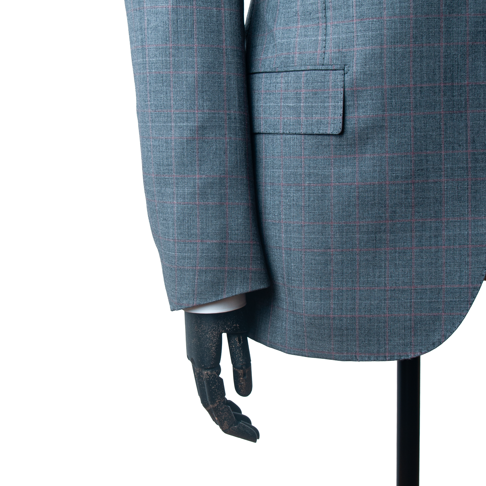 Cesare Attolini hellgrauer Glencheck Anzug mit leichtem roten Überkaro