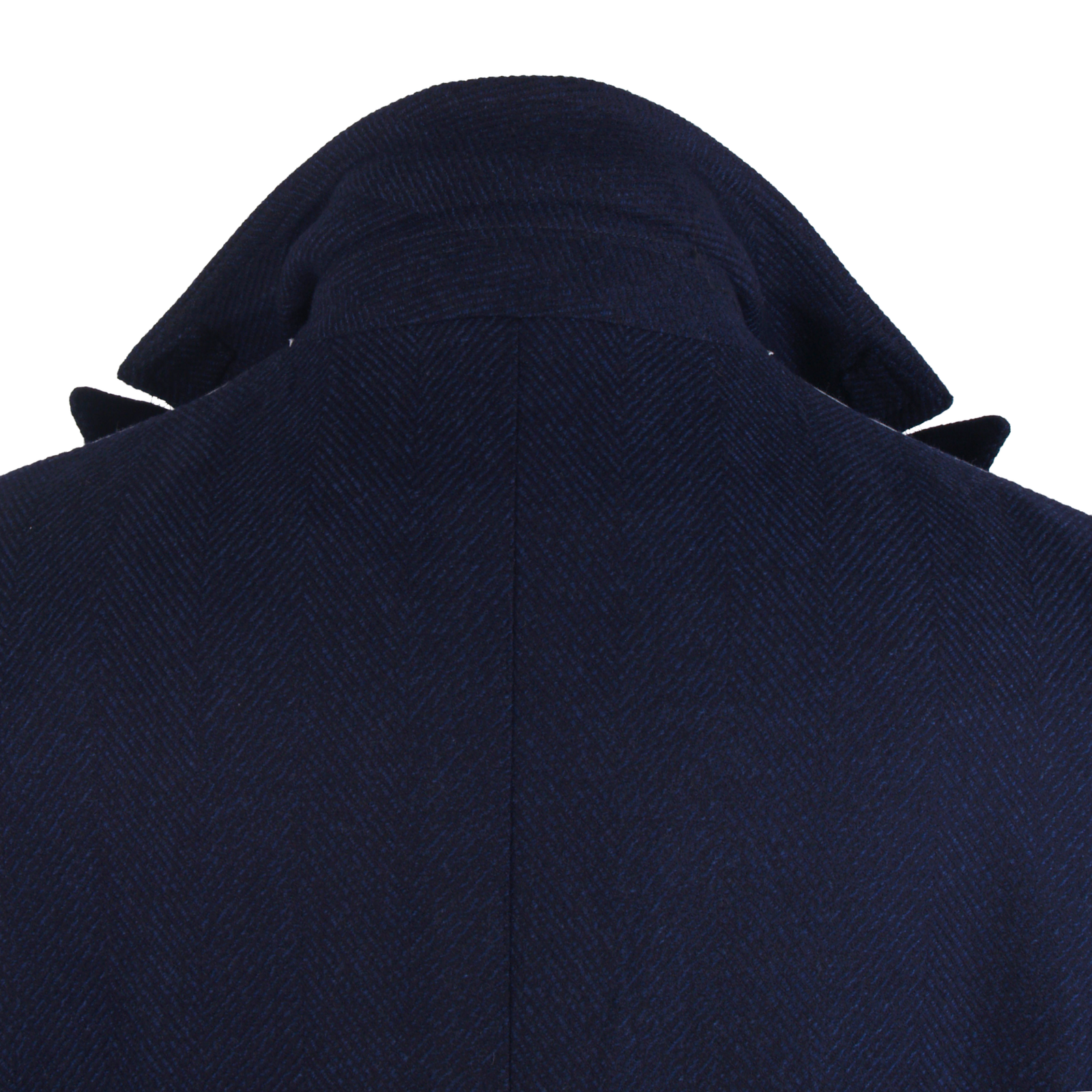 Luigi Melluso virgin wool coat with wide herringbone pattern