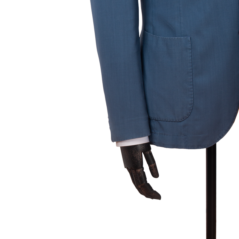 Santaniello linen suit in steel blue