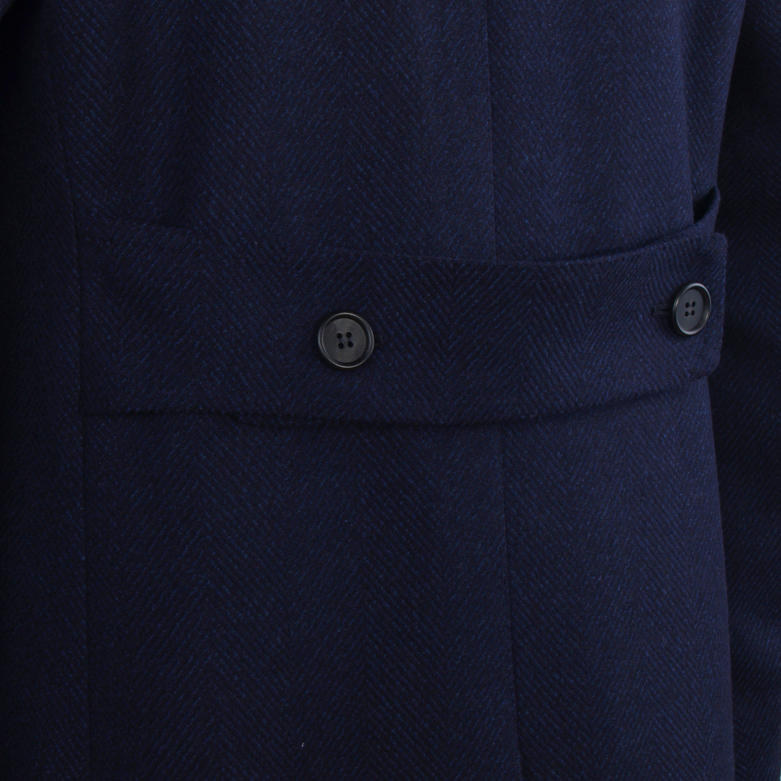 Luigi Melluso virgin wool coat with wide herringbone pattern