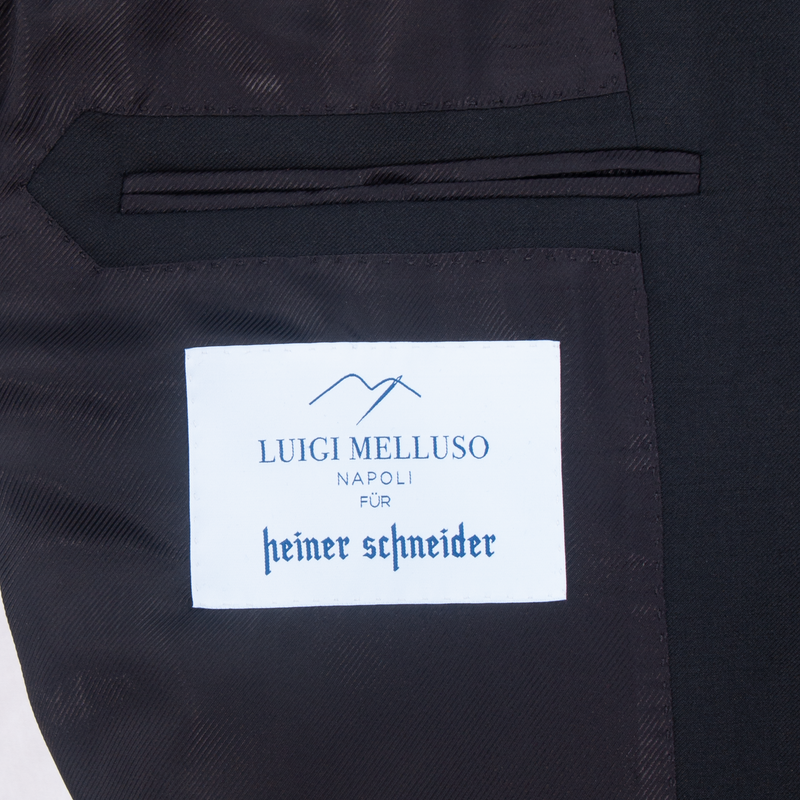 Luigi Melluso schwarzer Anzug aus Baratea Wolle