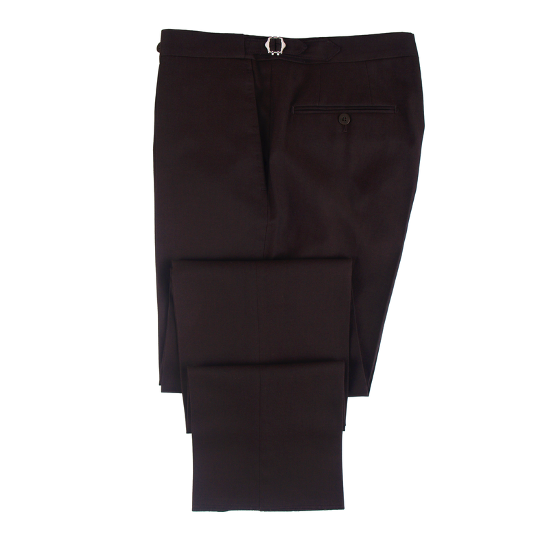 Gaiola Napoli double-breasted suit in wool and silk in dark brown