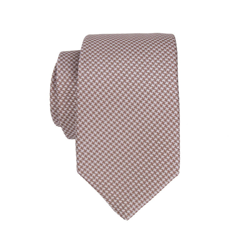 Luigi Borrelli braun beige Krawatte mit mini Pepita-Muster