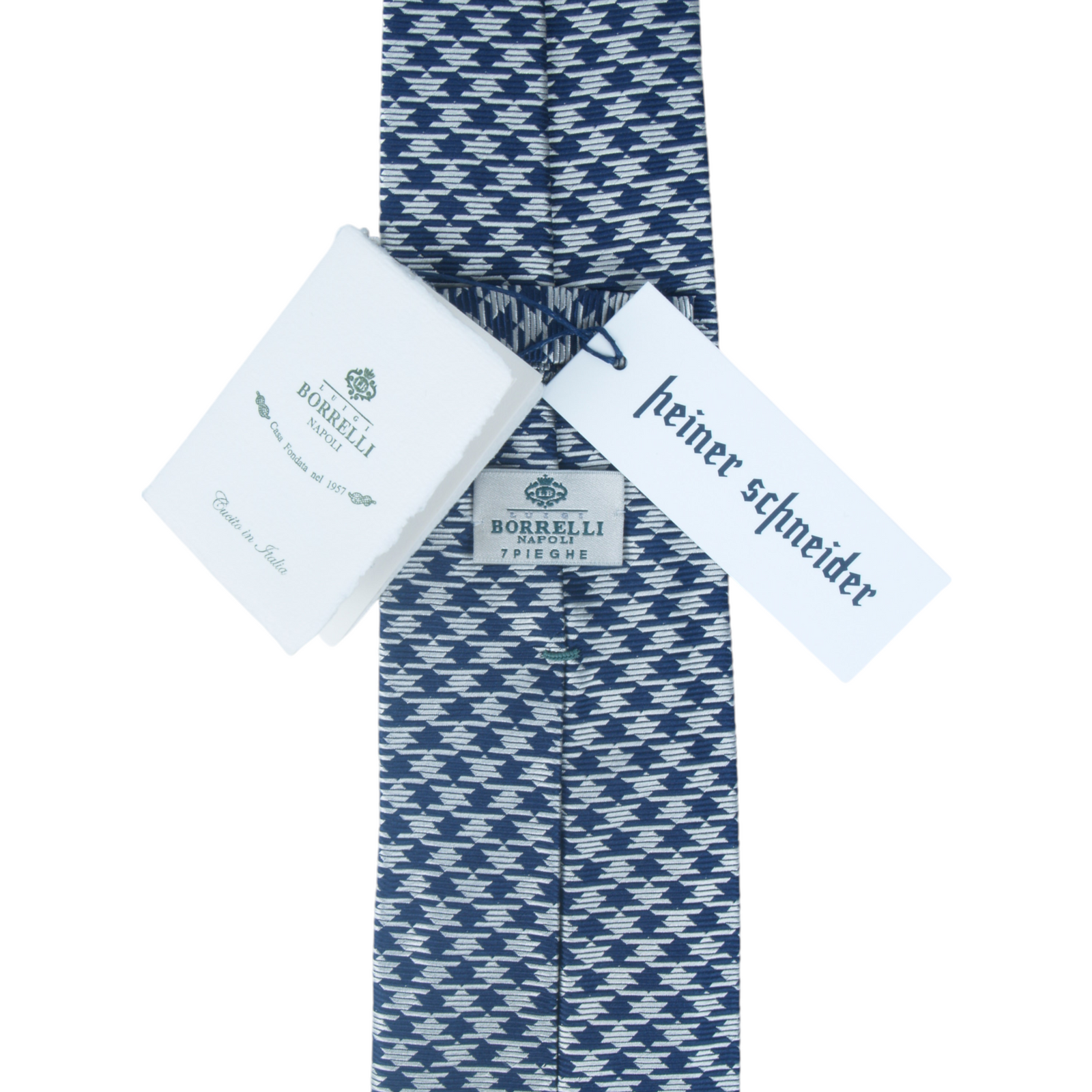 Luigi Borrelli Krawatte Blau Silber Sternmuster