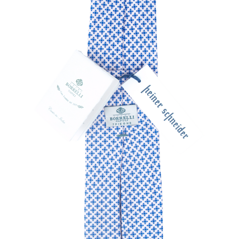 Luigi Borrelli Krawatte blau rosa weiß gemusterte
