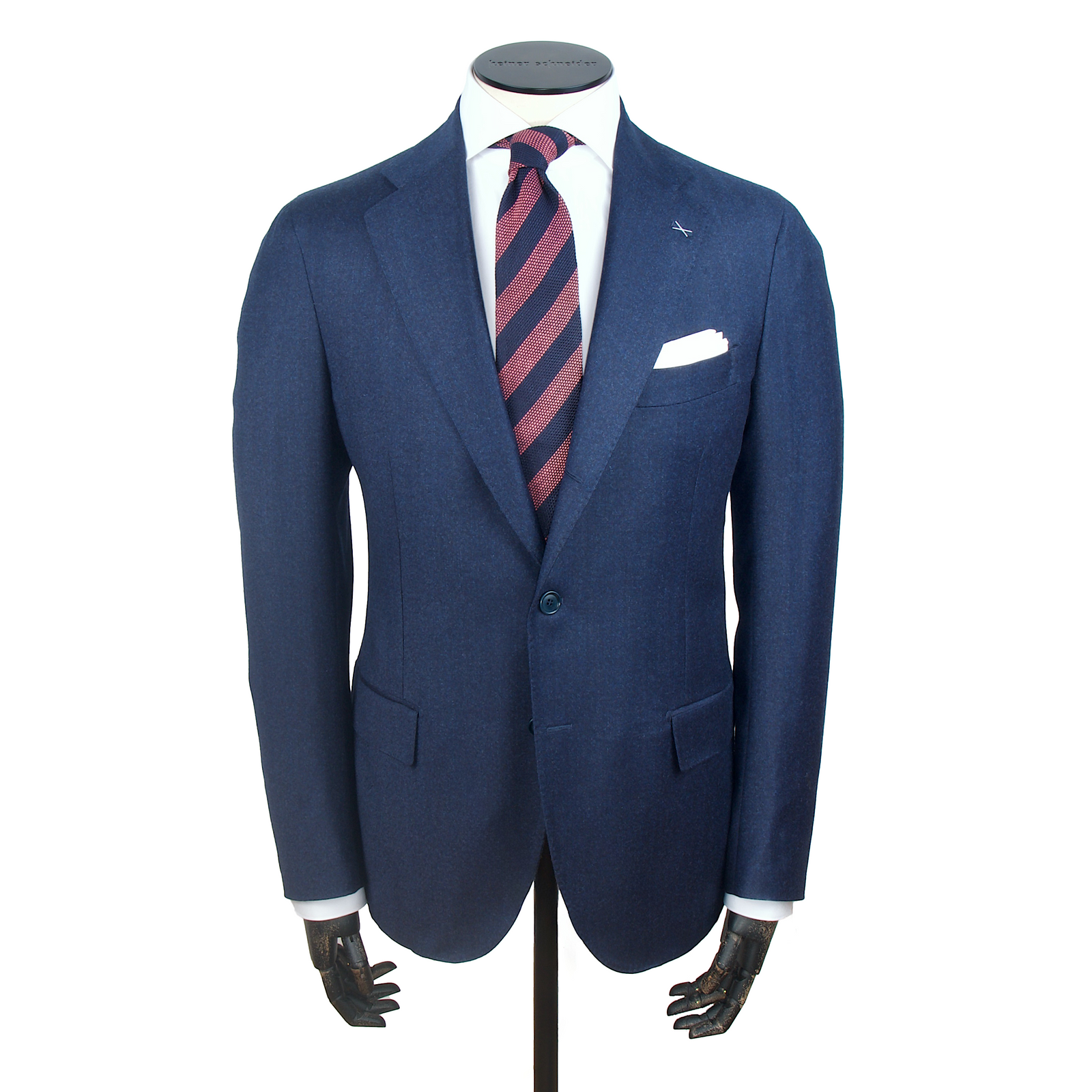 Gaiola Napoli Winter Flanell Anzug in Blau mit feinstem Pinpoint Muster