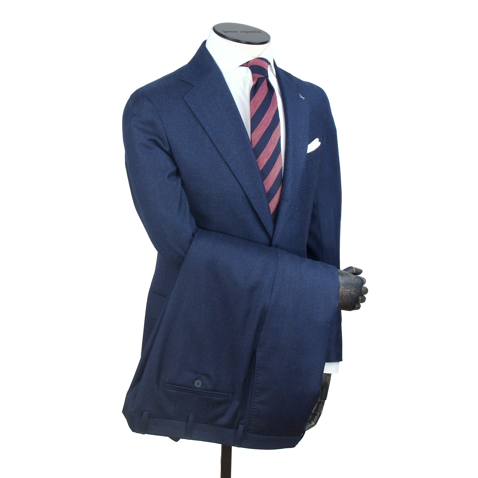 Gaiola Napoli Winter Flanell Anzug in Blau mit feinstem Pinpoint Muster