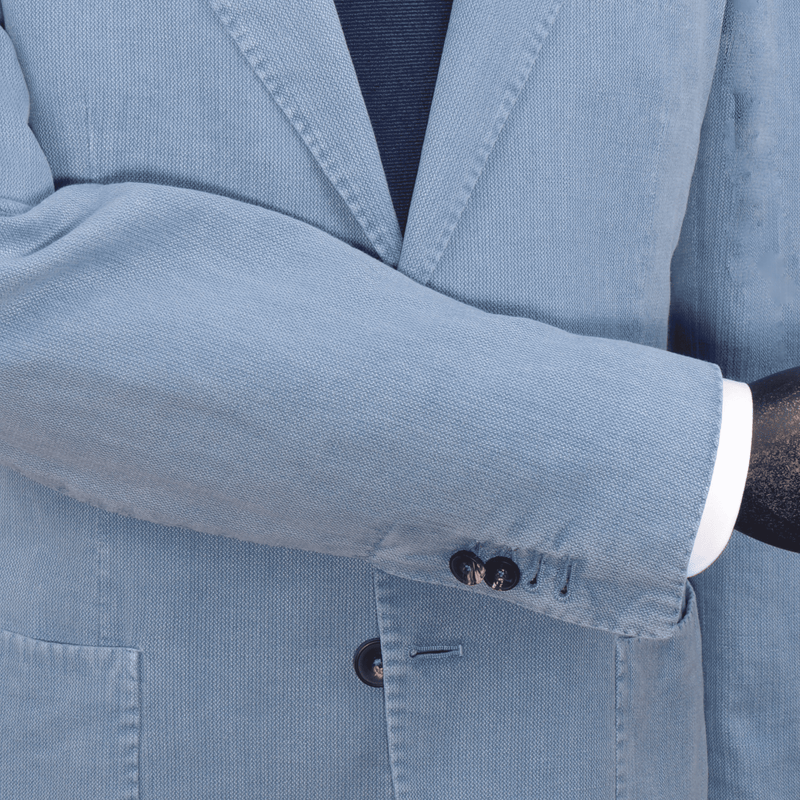 Santaniello finely structured washed summer jacket in light dove blue