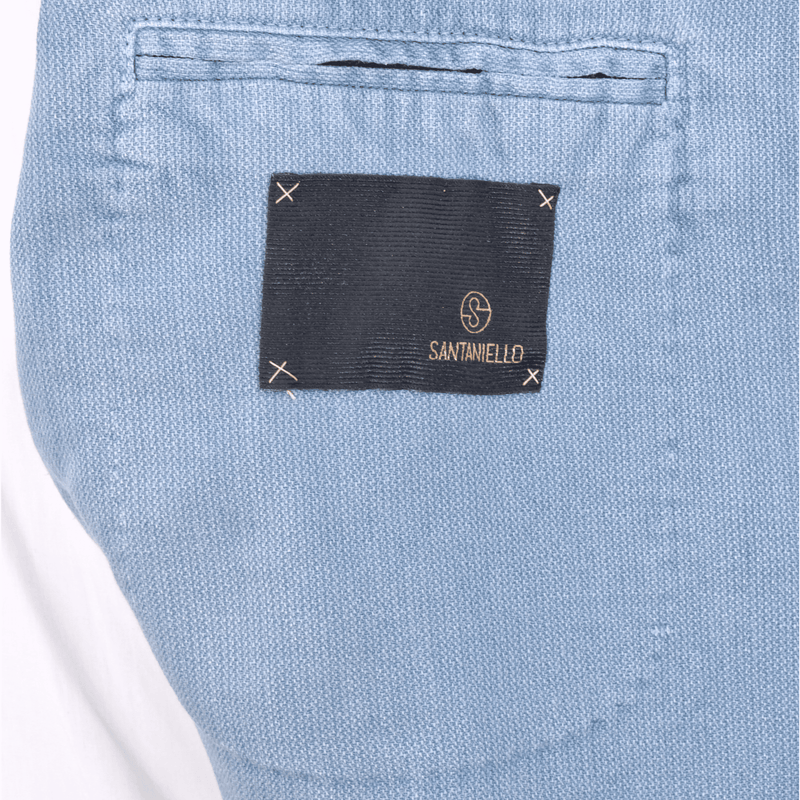 Santaniello finely structured washed summer jacket in light dove blue