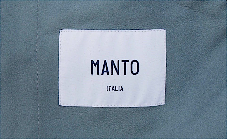 Manto perforated dove blue lambskin leather shirt jacket