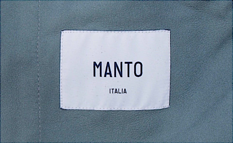 Manto perforated dove blue lambskin leather shirt jacket