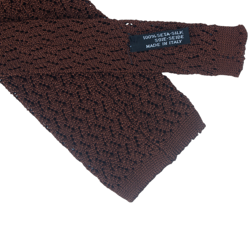 Petronius 100% Seide Strickkrawatte Braun