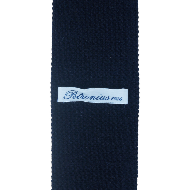 Petronius 100% Kaschmir Strickkrawatte Dunkelblau