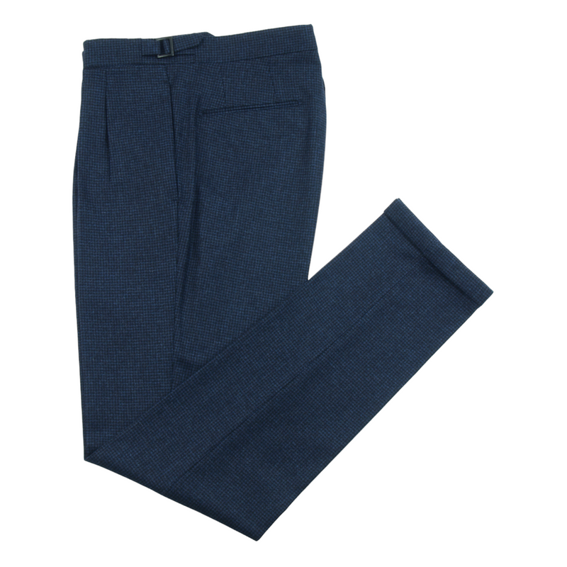 Santaniello flannel trousers blue-black pepita pattern