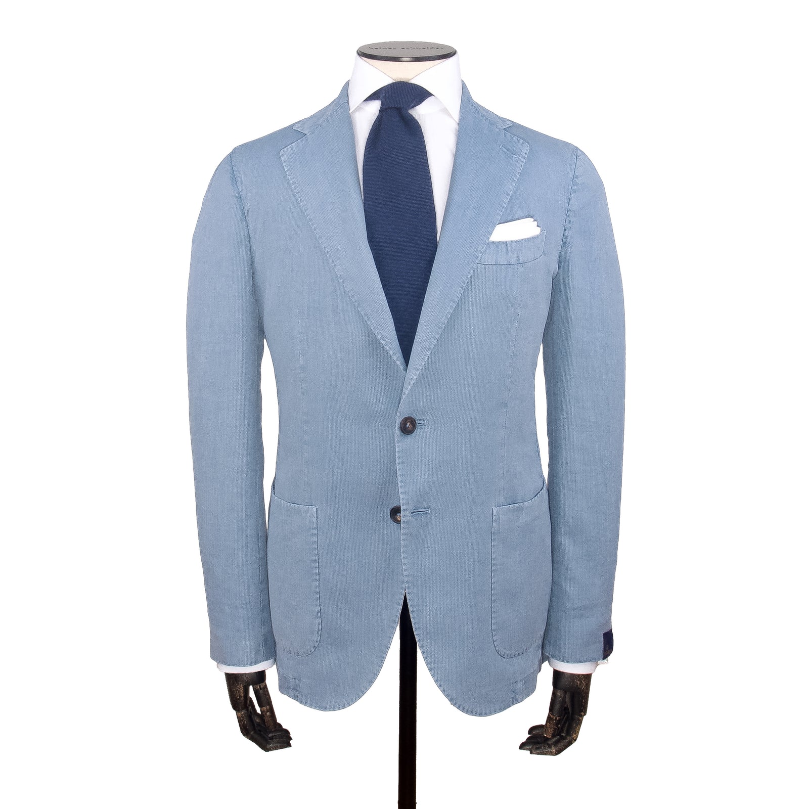 Santaniello finely structured washed summer jacket in light dove blue
