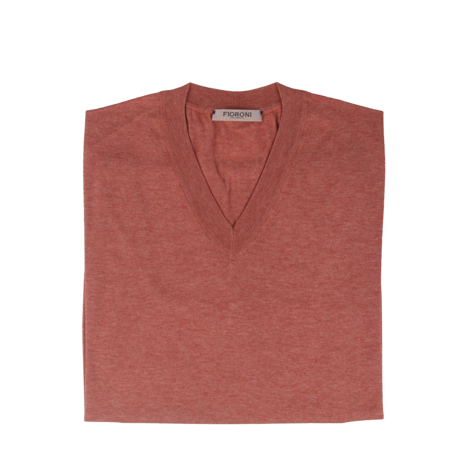 Fioroni kupferrote V-neck Pullover mit langen Ärmel