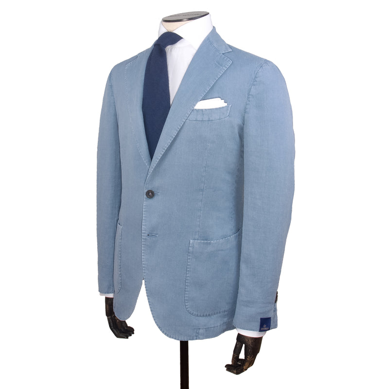 Santaniello finely structured washed summer jacket in light dove blue