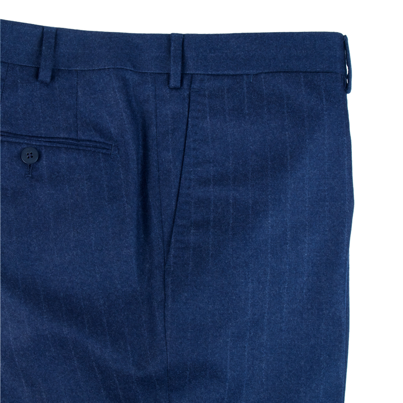 Gaiola Napoli Blauer Flanell Anzug mit feinen Kreidestreifen