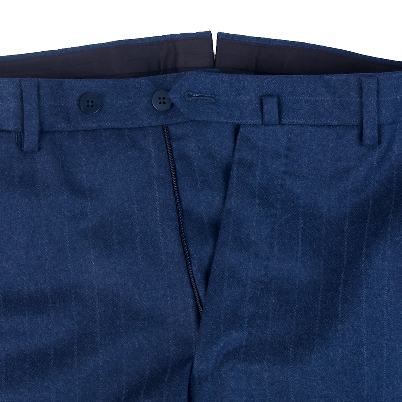 Gaiola Napoli Blauer Flanell Anzug mit feinen Kreidestreifen
