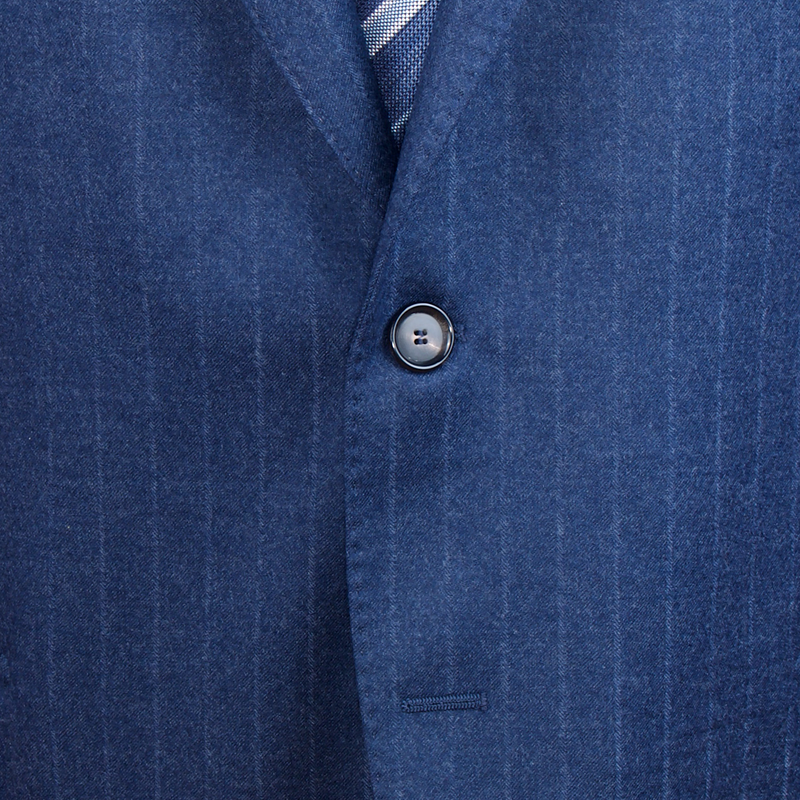 Gaiola Napoli Blauer Flanell Anzug mit feinen Kreidestreifen