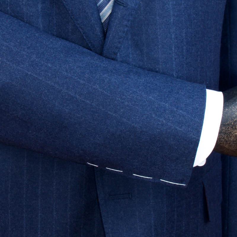 Gaiola Napoli Blauer Flanell Anzug mit feinen Kreidestreifen