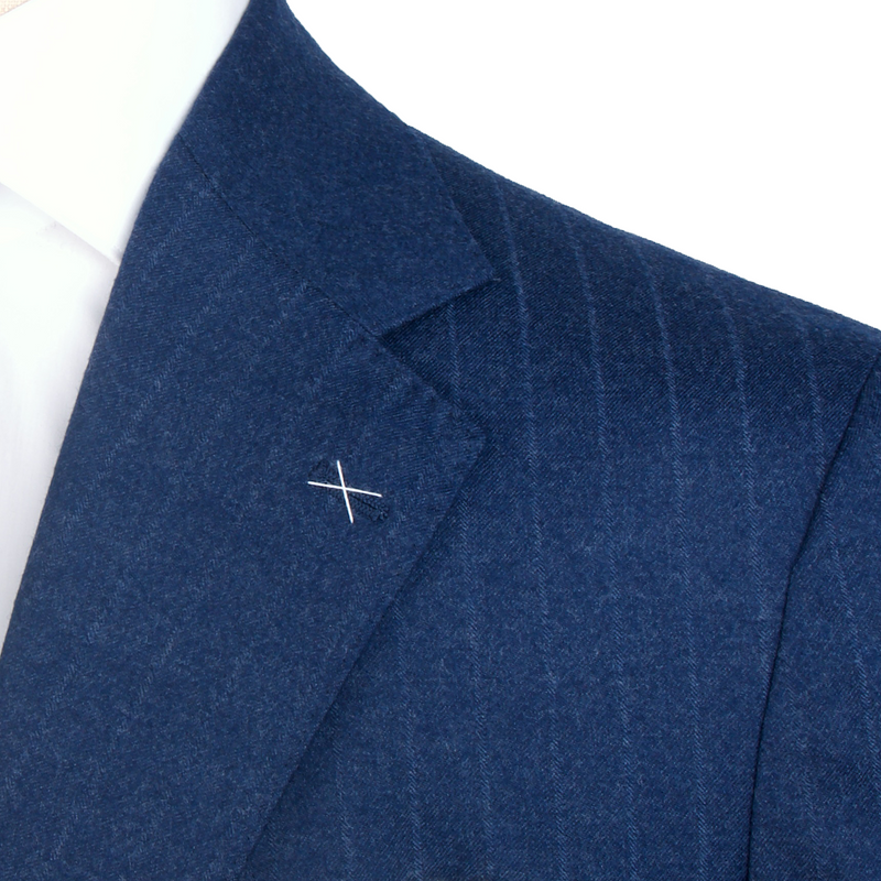 Gaiola Napoli Blauer Flanell Anzug mit feinen Kreidestreifen