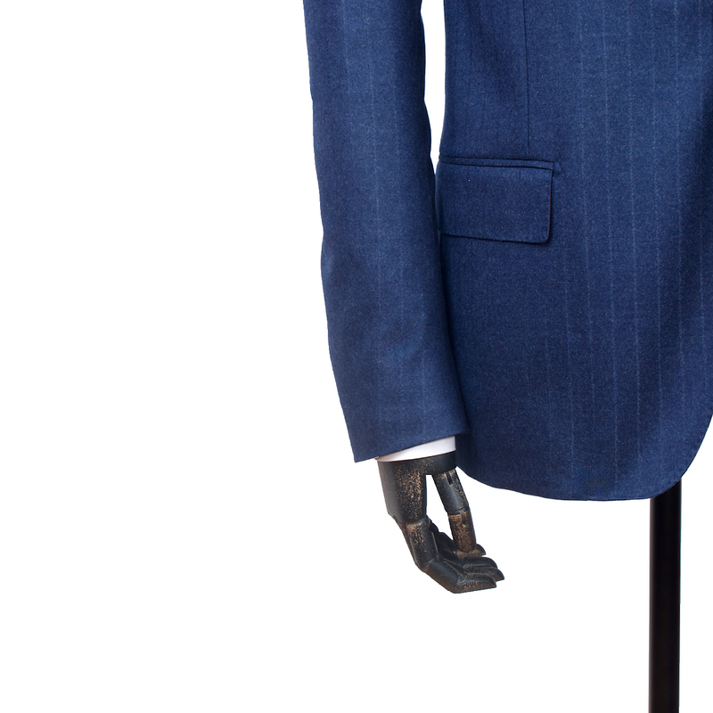 Gaiola Napoli Blauer Flanell Anzug mit feinen Kreidestreifen