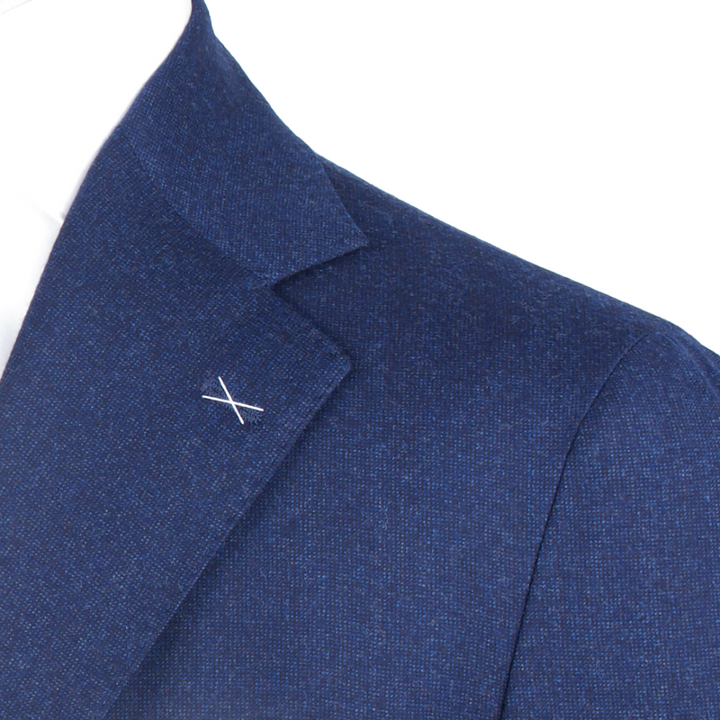 Gaiola Napoli Winter Flanell Anzug in Blau mit feinstem Pinpoint Muster