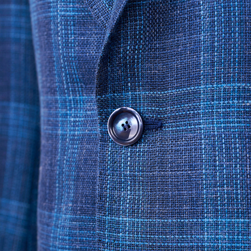 Cesare Attolini Blaues mit hellblauen Karos Sakko