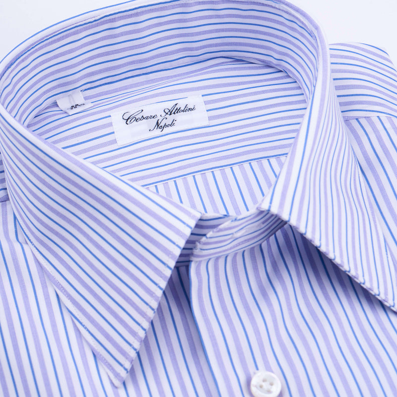 Cesare Attolini lila-blau gestreiftes Hemd