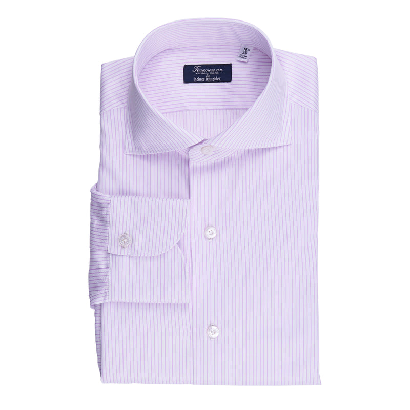 Finamore 1925 weiß rosa gestreiftes Hemd schmale Milano Passform