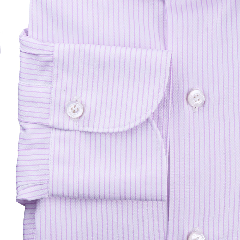 Finamore 1925 weiß rosa gestreiftes Hemd schmale Milano Passform