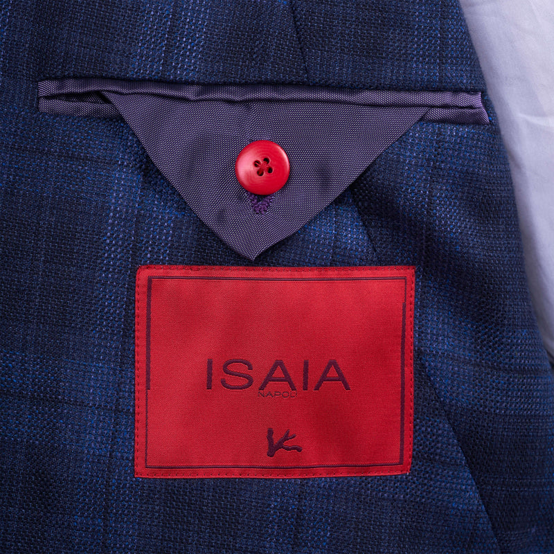 ISAIA Napoli, Seide Leinen Schurwollsakko Kariert