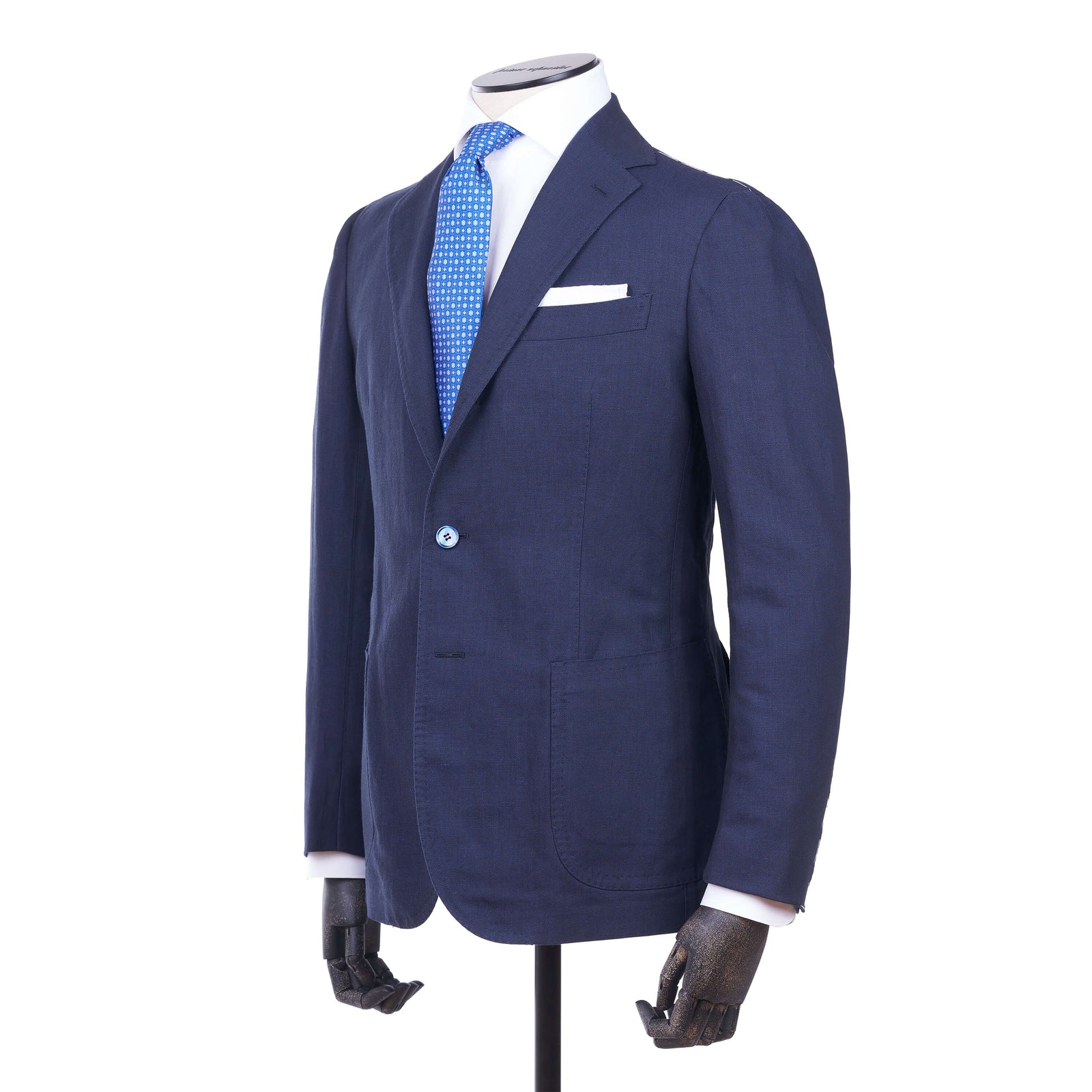 Stile Latino Napoli Leinen Baumwollsakko Blau