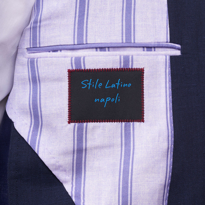 Stile Latino Napoli Leinen Baumwollsakko Blau