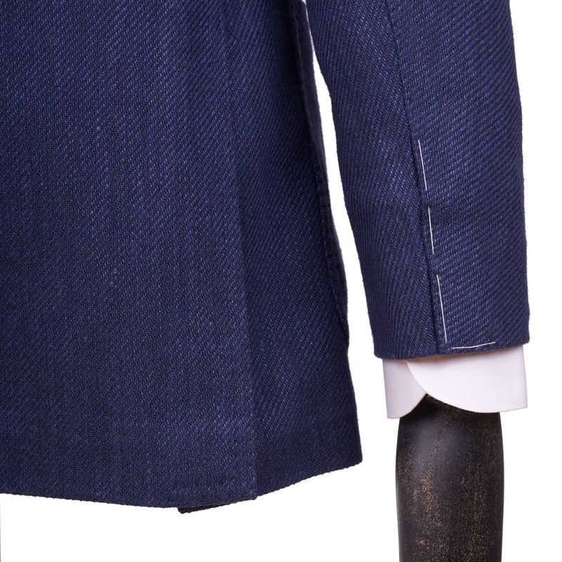 Stile Latino Napoli Seide Baumwolle Leinensakko Blau